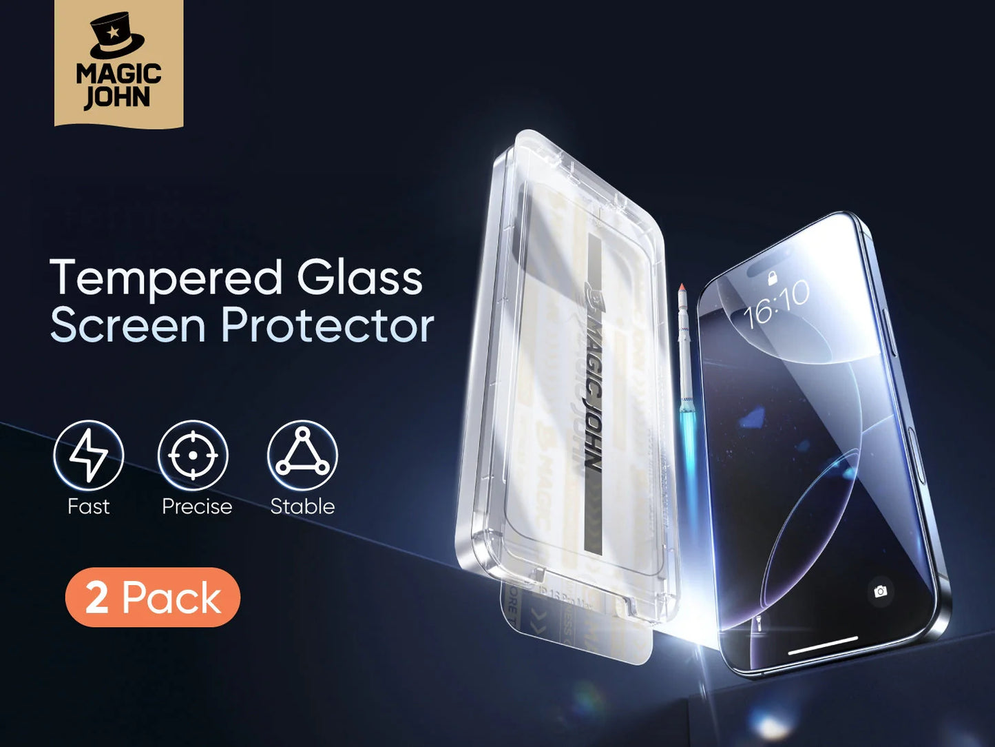 Protector de pantalla MAGIC JOHN 2-PACK para iPhone, Samsung y Google